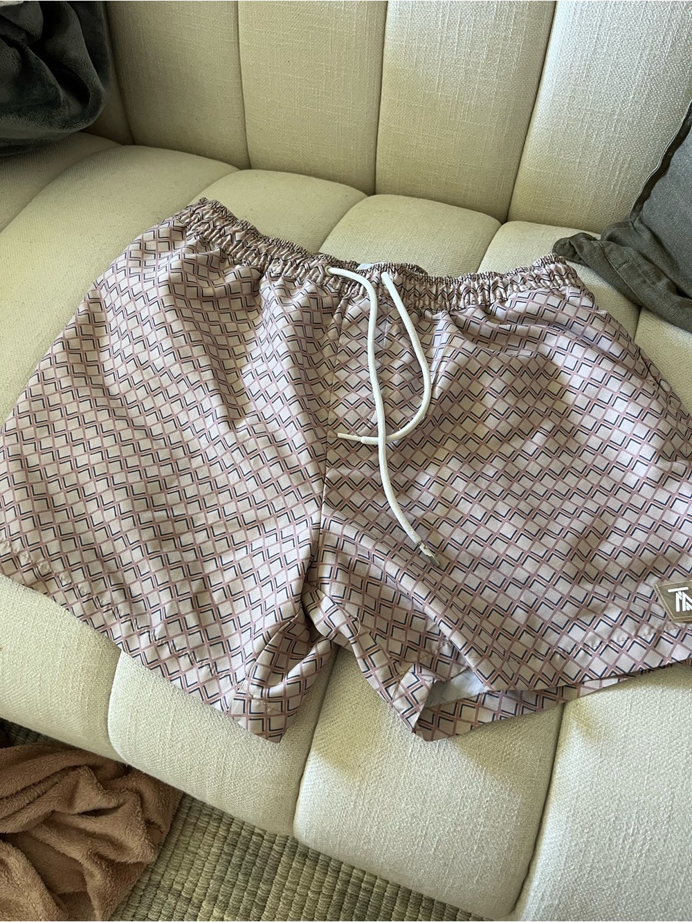 Topman Pastel Geometric Print Swim Shorts
